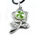 Real Four 4 Leaf Clover Necklace Pendant Charm Flower