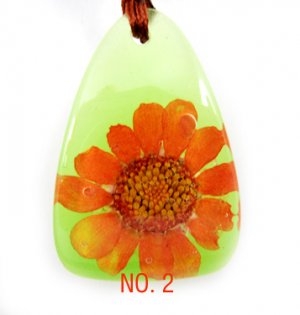 Amber Real Charm Flower Necklace Pendant NO.2