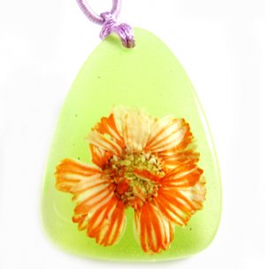 Amber Real Charm Flower Necklace Pendant NO.11