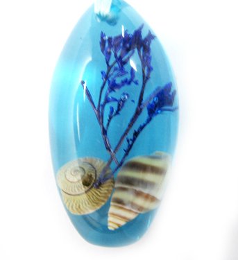 Amber Real Seashell Necklace Pendant Bead Multi-color NO.7