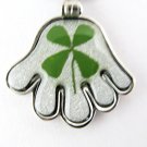 Real Four 4 Leaf Clover Charm Necklace Pendant Hand