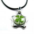 Real Four 4 Leaf Clover Charm Necklace Pendant Five-petaled Flowers
