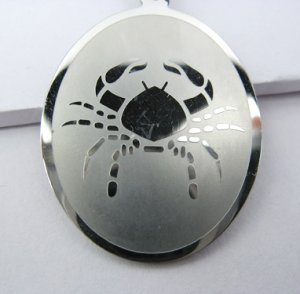 Stainless Steel Oval Horoscope Zodiac Pendant Cancer
