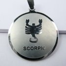 Stainless Steel Round Zodiac Necklace Pendant Scorpio