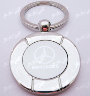 Round Car Chrome Keyring Key Chain New Mercedes Benz