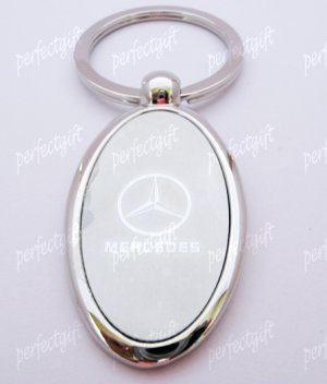 Oval Car Chrome Keyring Key Chain New Mercedes Benz