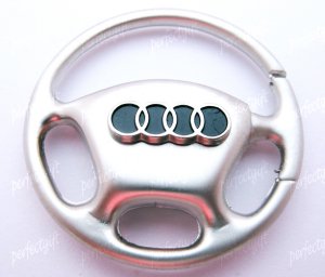 Steering Wheel Car Chrome Keyring Key Chain New Audi
