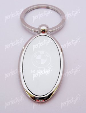 Oval Car Chrome Keyring Key Chain New BMW