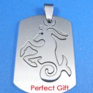 Capricorn Stainless Steel Horoscope Zodiac Pendant Dog Tag 2-Piece