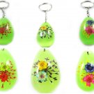 Wholesale Lot 6 Oval Shape Amber Real Flower Key Chain Keyring