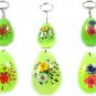Wholesale Lot 6 Oval Shape Amber Real Flower Key Chain Keyring