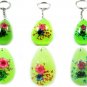 Wholesale Lot 6 Oval Shape Amber Real Flower Key Chain Keyring