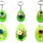 Wholesale Lot 6 Oval Shape Amber Real Flower Key Chain Keyring