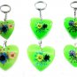 Wholesale Lot 6 Heart Shape Amber Real Flower Key Chain Keyring