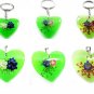 Wholesale Lot 6 Heart Shape Amber Real Flower Key Chain Keyring
