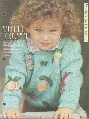 Knitting pattern for tots jumper with embroidered fruit