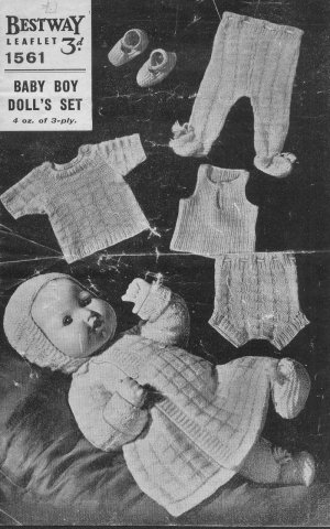 Vintage Knitting pattern for baby boy doll outfit. Bestway 1561.PDF