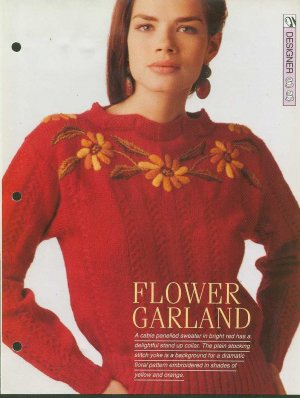 Knitting pattern for ladies cable panel sweater with stand up collar & embroidery