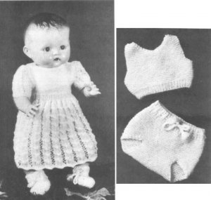 Vintage knitting pattern for Pedigree Doll set. PDF