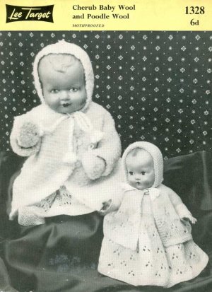 Vintage knitting pattern to knit dolls or reborns layette. Lee Target 1328