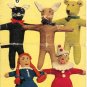 Vintage knitting pattern for 5 kntted toys. So cute