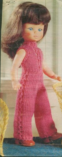Knitting pattern for 12" dolls catsuit. From a magazine, PDF