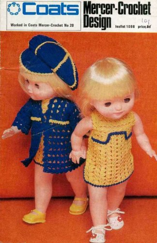 Vintage Crochet pattern for Dolls 12 inch dolls. Coats 1088. PDF