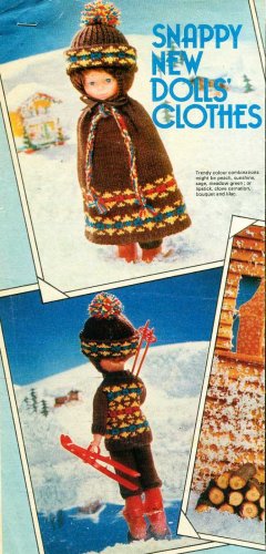 Vintage Knitting pattern for 12" 31cm dolls.complete Skiing outfit. PDF
