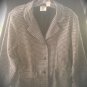 Ladies Sz-L Wool Blazer Plaid Gray Vintage Houndstooth Coat Business Suit Jacket