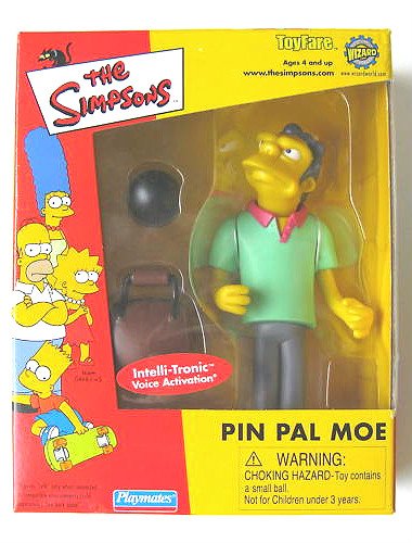 Simpsons Pin Pal Moe 2001 Toyfare Wizard Exclusive Bowling Playmates WOS 5" Interactive Figure