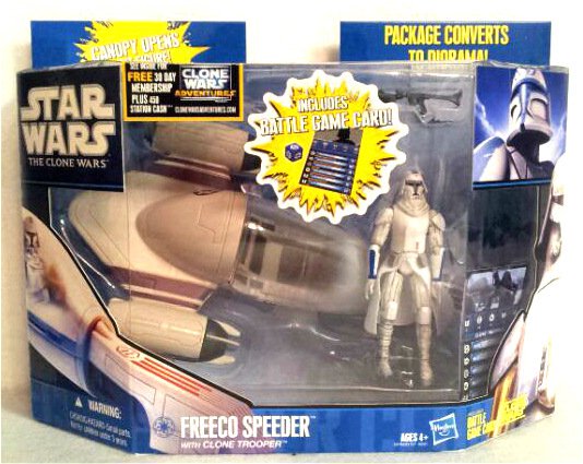 StarWars TCW Clone Trooper & Freeco Speeder 3.75 DX Hasbro Star Wars Deluxe Set 2010 Sotds 20794