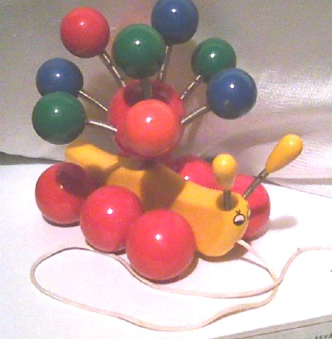 '70s Vintage-Kouvalias Caterpillar-Greek wooden spinning pull toy ...