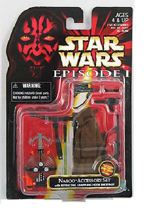 1998 StarWars Ep1 TPM Jedi Naboo Accessory Set Hasbro Star Wars Episode I ~ Grappling Hook Backpack