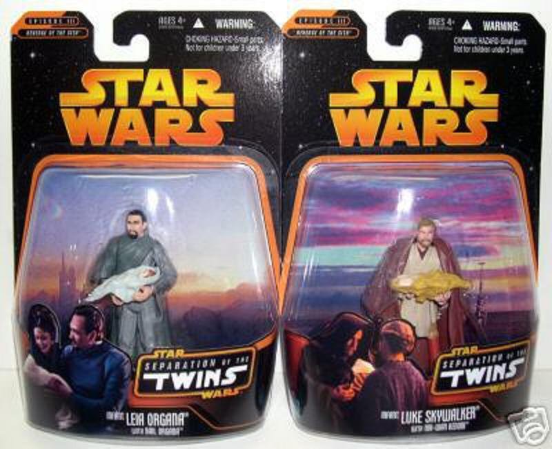 2005 Obi-Wan, Bail & Infant Twins Set (Luke & Leia) Star Wars Black Saga RotS Walmart 2006 TSC