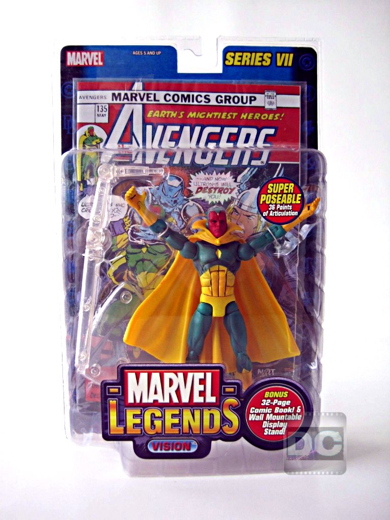 Marvel Legends 6" Vision + Comic 1st App Key Origin Avengers #135 Toybiz 2004