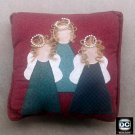 Vtg Red Sofa Throw Cushion Angels Pillow Bed/Chair Cover Home Decor Handmade Holiday Christmas Gift