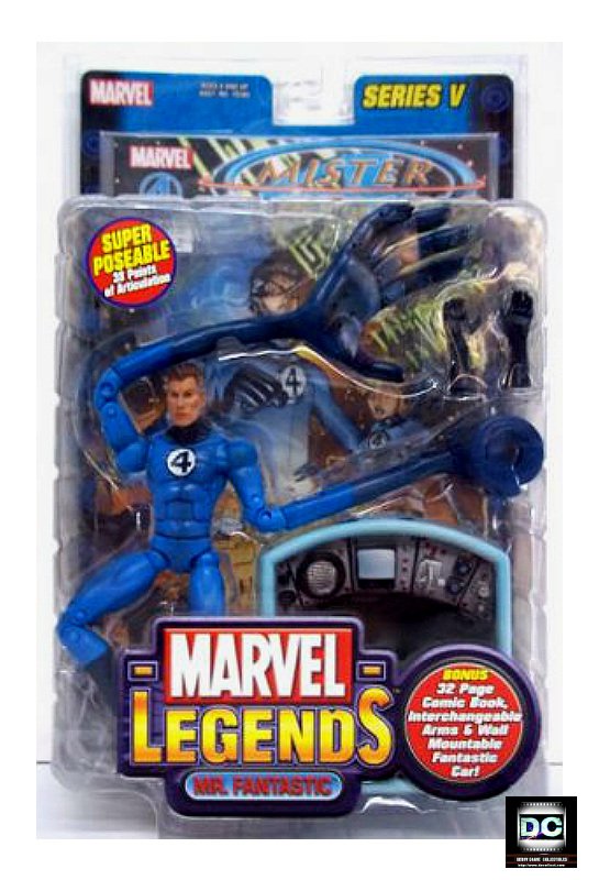 70388 Mr Fantastic (Four/4) Marvel Legends 6" Toy Biz Reed Richards + Fantasticar & Comic