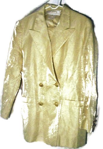 Escada Gold 2pc Pant Suit Sz-L, Blazer: Plus Size 42 | Business Clothing