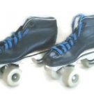 Girls Jr Skate 3-Youth (Women-5) Quad Roller Skates Kids Vintage Black/Blue VGC
