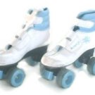 MacGregor Jr. Skates Girls Youth Size 3, Quad EZ Roller Derby, White/Blue, Velcro (Vintage) VGC