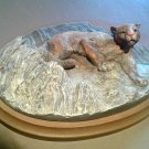 WWF Avon American Wildlife 3D Plaque Ceramic Figurine Resin Cougar/Puma/Mountain Lion/Wild Cat