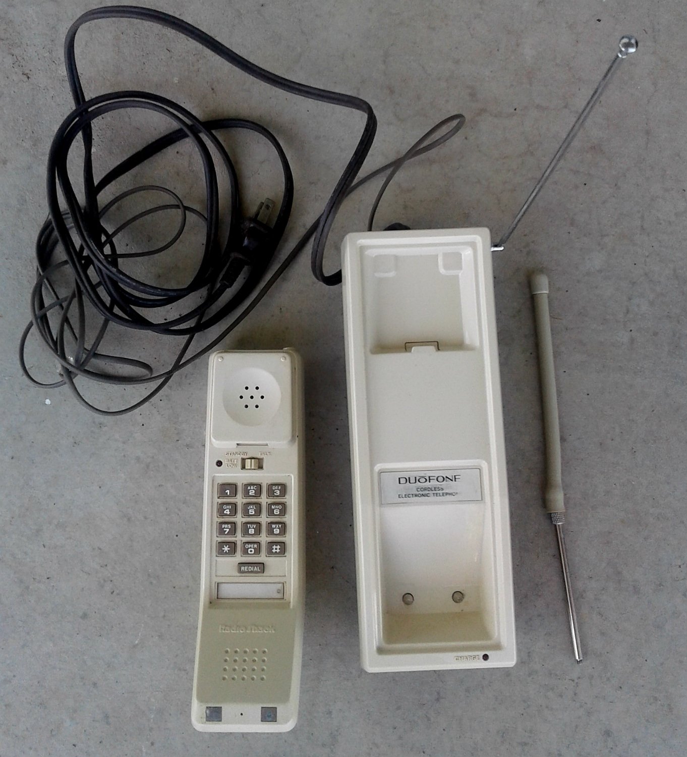 Vtg Radio Shack Cordless Telephone DuoFone 43-544 w/ Antenna, Vintage ...