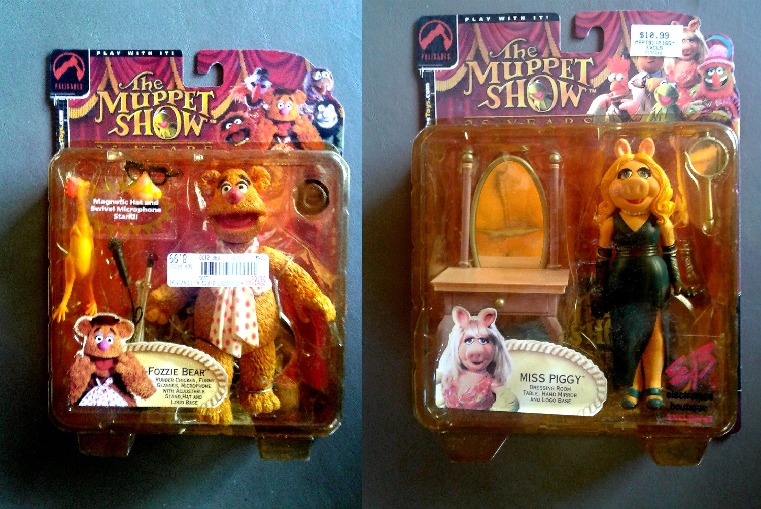 Muppet Show 2002 Fozzie Bear, Miss Piggy Long Hair EB Variant 25 Years Palisades Series 2
