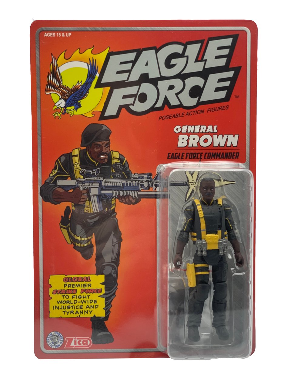 Eagle+Force Zica 4" General Brown Fresh Monkey Remco 1:18 Action Force 375 GI Joe MTF