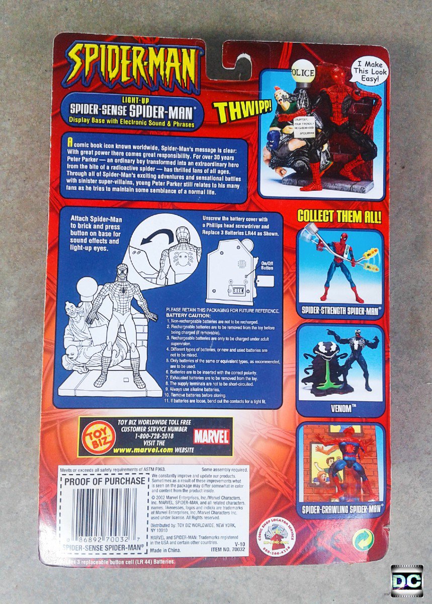 Spider-Sense Spiderman Light-Up/Sound 2002 Toybiz Spider-Man Classics