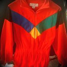Vtg 70s/80s Velour Track+Suit Jumpsuit Red Retro Lounge Unisex Adult L Cosplay Elvis/Clown/Superhero