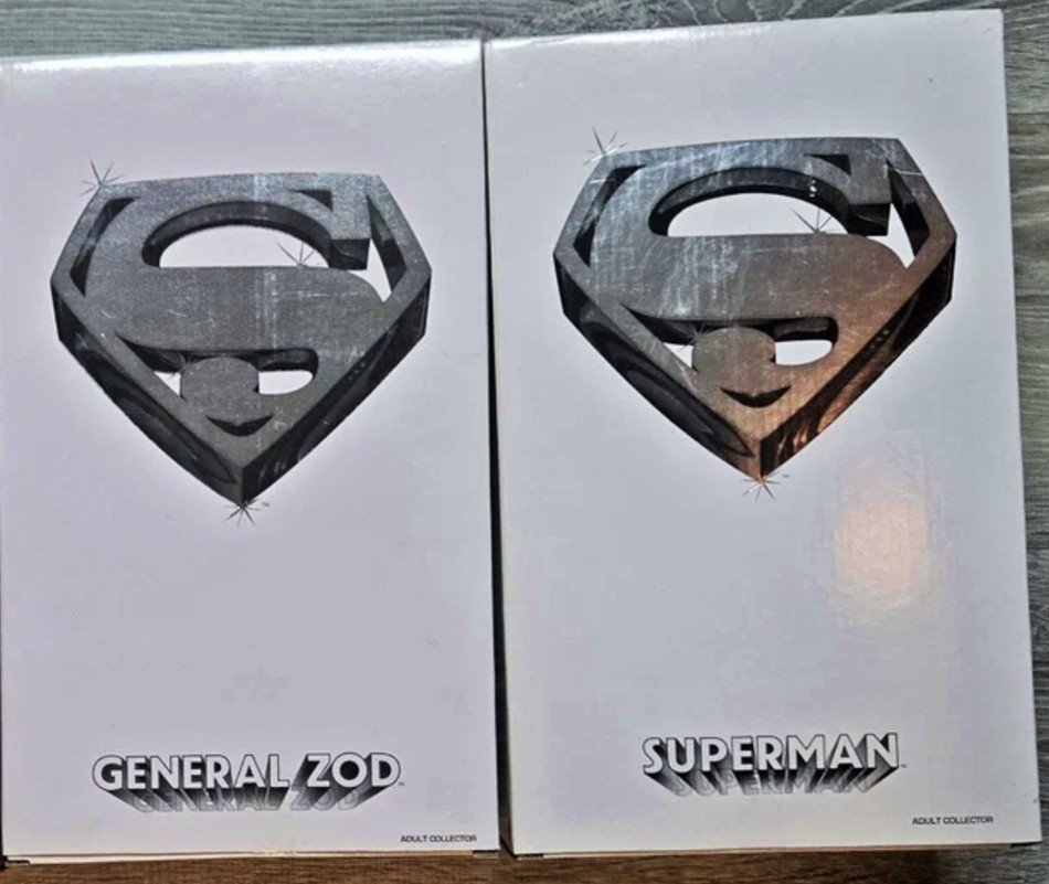 Superman 1978 Movie 12in Mattel 2009 Reeve & Zod Matty Collector DC 1/6 Figure Set, Not Barbie Doll