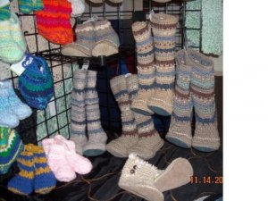 Handmade Unisex Slipper Socks Mukluks Youth or Adult Size  14" Tall
