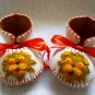 Cream & Antique Gold Booties with Lions, 3-6 months(RM 87)
