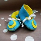 Blue & Yellow Booties with Crescent Moon, 0-3 months (RM 80)